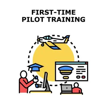 Pilot training preparing future flight academy student Stock Illustration