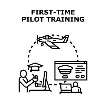 Pilot training preparing future flight academy student Stock Illustration