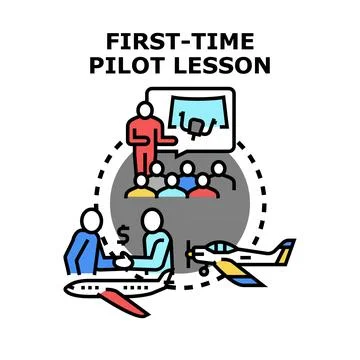 Pilot training program concept for aviation lessons Illustration