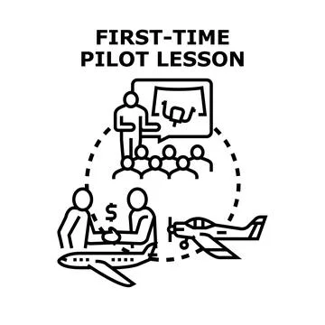 Pilot training program concept for aviation lessons Illustrazione stock