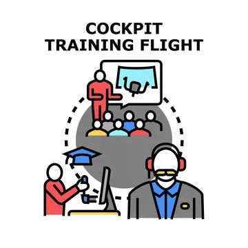Pilot training session learning flight simulation concept 스톡 일러스트