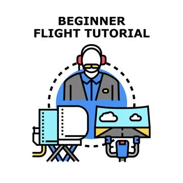 Pilot training session using beginner flight simulator Illustrazione stock