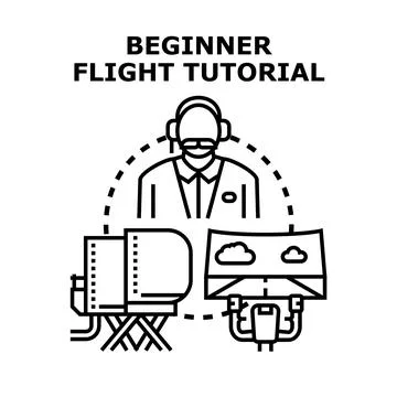 Pilot training session using beginner flight simulator Stock Illustration
