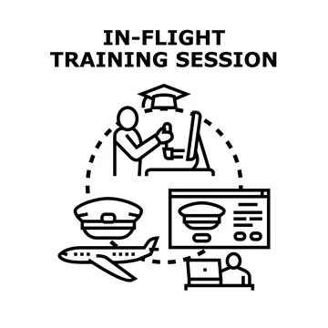 Pilot training session using flight simulator technology Stock Illustration
