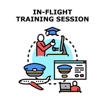 Pilot training session using flight simulator technology Stock Illustration
