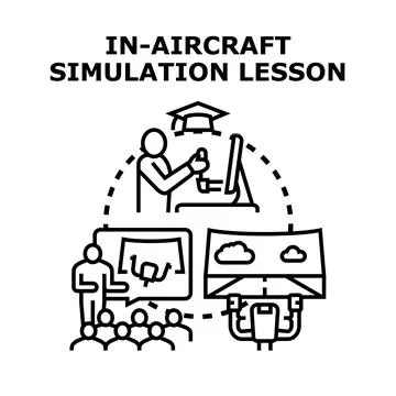 Pilot training simulation lesson virtual aviation education Stock Illustration