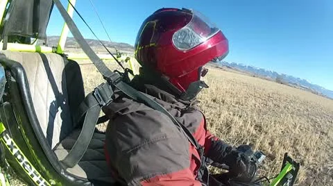 Pilot ultralight rough takeoff in field P HD 034-2 Stock Footage 10610146