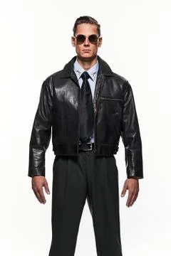 Pilot uniform fashion man against white background. Foto stock