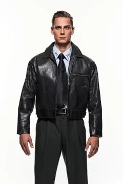 Pilot uniform fashion man against white background. Stock Photos