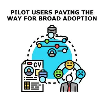 Pilot users driving broad product adoption concept Stock Illustration
