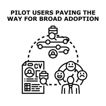 Pilot users driving broad product adoption concept Stock Illustration