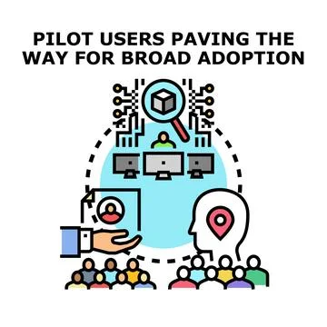 Pilot users testing technology leading broad adoption 库存插图
