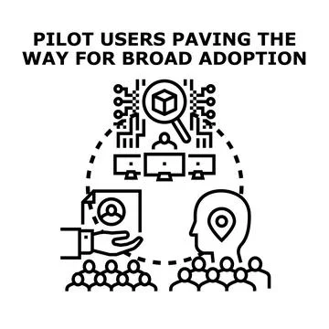 Pilot users testing technology leading broad adoption Stock Illustration