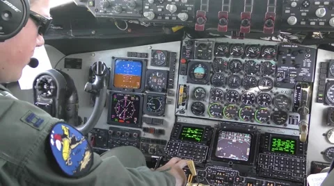 Pilot uses tablet inside KC-135 Stratotanker Stock Footage 59968251