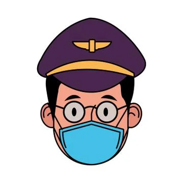 Pilot worker using face mask for covid 19 스톡 일러스트