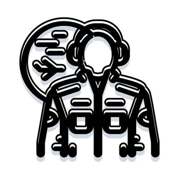 Pilot working in aviation industry concept icon Stock Illustration
