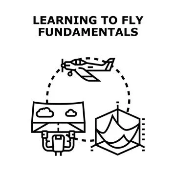 Piloting fundamentals training program preparing flying education Stock Illustration
