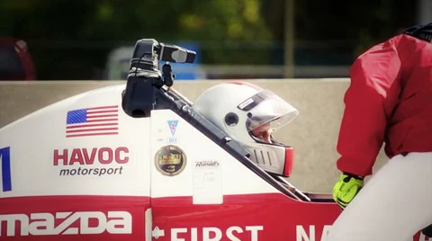 Pilots and crew preparing for race Stock Footage 33448483