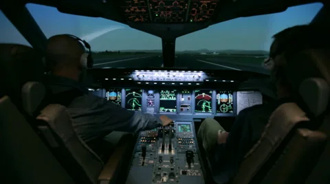 Pilots are testing the aircraft for flight simulator Stock Footage 42016930