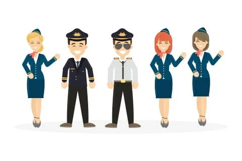 Pilots crew on white. Stock Illustration