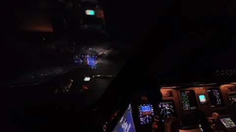Pilot’s Eye View Approaching to the Runway under a Fierce Thunderstorm with Stock Footage 322787376