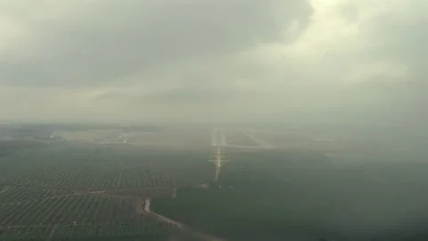 A Pilot’s Eye View Flying Through Heavy Rain Under a Thunderstorm Approaching Stock Footage 320861658