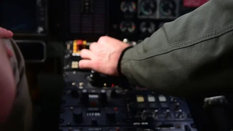 Pilot's hand in the helicopter cabin Stock Footage 85456940