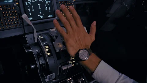 Pilot's Hands on the Thrust Levers for Takeoff Video stock 326179773
