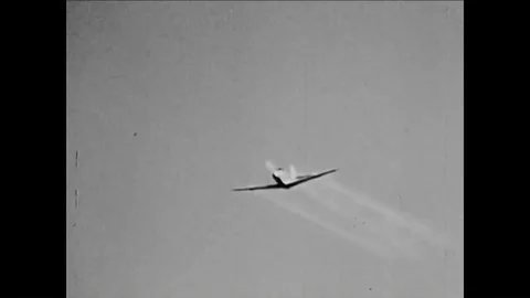 Pilots have target practice with bombs and their planes guns during World War II Stock Footage 99410143