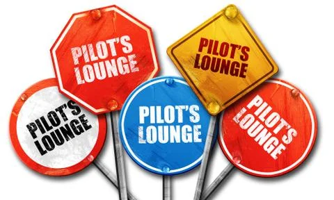 Pilot's lounge, 3D rendering, street signs Stock Illustration