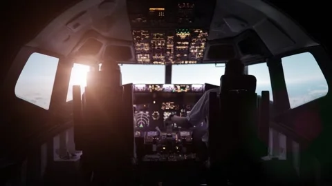 The pilots of the passenger plane are preparing for takeoff Stock Footage 228884245