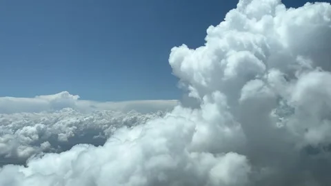 A pilot’s point of view from an airplane cabin while flying through a tiny Stock Footage 243239021