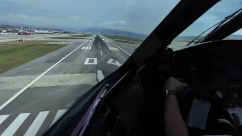 Pilot’s View Through Cockpit Window in a Real Time Landing at Nice Airport Stock Footage 336443346