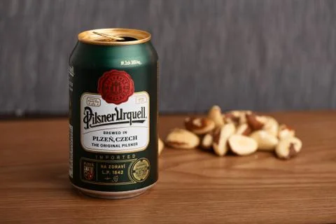 Pilsner Urquel can Foto stock