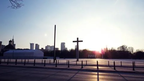 Pilsudski Square during sunset Stock Photos
