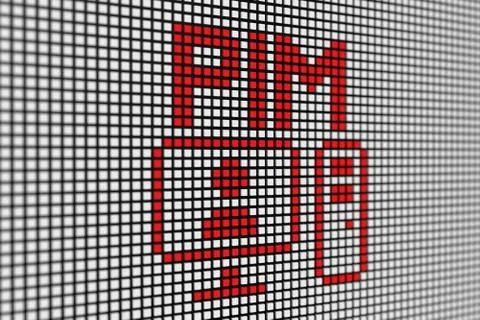 PIM text scoreboard blurred background 3d illustration Stock Illustration