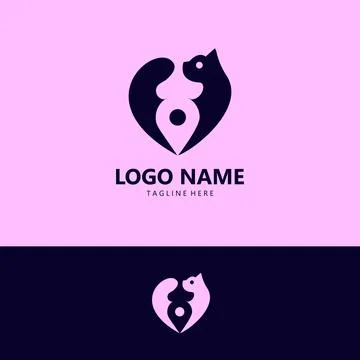 Pin cat logo design vector Stock Illustration