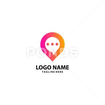 Pin chat logo design vector Stockillustratie