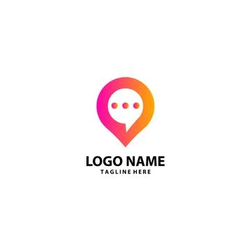Pin chat logo design vector Illustrazione stock