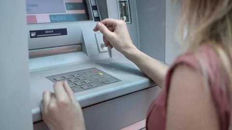 PIN code in the ATM Stock Footage 92630509