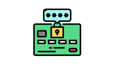 Pin code card color icon animation Stock Footage 164300376