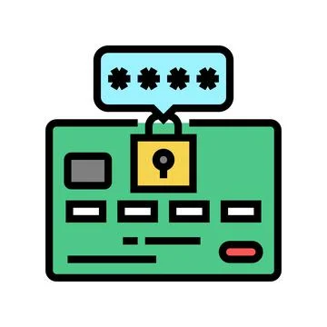 Pin code card color icon vector illustration 스톡 일러스트