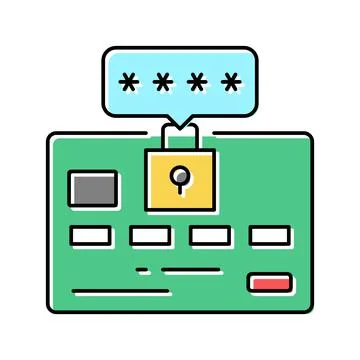 Pin code card color icon vector illustration イラスト素材