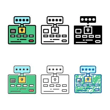 Pin code card color icon styles vector イラスト素材