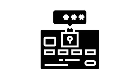 Pin code card glyph icon animation Stock Footage 164368698
