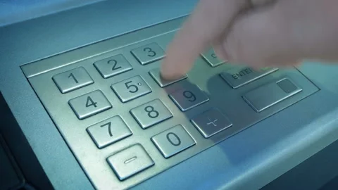 PIN Code Entered On ATM Machine Keypad Stock Footage 133961484