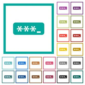 PIN code flat color icons with quadrant frames Stockillustratie