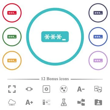 PIN code flat color icons in circle shape outlines Stock Illustration