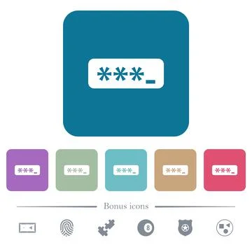 PIN code flat icons on color rounded square backgrounds Illustrazione stock