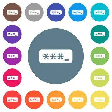 PIN code flat white icons on round color backgrounds Illustrazione stock